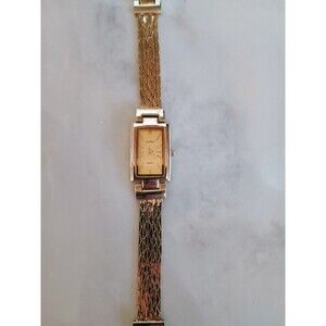 Vintage La Mode Gold Tone Quartz Watch Japan Movement Mesh Band Mint Works!